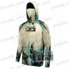 Moletons masculinos Moletons Camuflagem Pelagic Camisas de pesca Long Slve Capa facial com capuz Roupas de pesca Homens Proteção UV Respirável Camisetas de pesca T240326