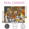 Stitch Huacan Diamond Målning Tiger Animal Full Square Round Drill Home Decor Craft Kits Brodery Bead Mosaic Bild av strass