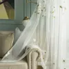 カーテン緑の葉の葉の葉の葉のカーテン花の刺繍入りシアーチュールカーテン子供用寝室リビングルーム窓生地ドレープコルチナ