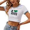 T-shirts voor dames Crop top voor dames Casual letterprint T-shirt met korte mouwen en hals Zomershirt Vakantie uitgaan