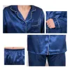 Seide Satin Männer Pyjamas Set Fi Nachtwäsche Paar Einfarbig LG Hülse Anzug Frühling Herbst Seidig Nachthemd Robe Kleidung 96bt #