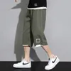 summer Man Versatile Casual Shorts Kore Streetwear Fi Elastic Waist Baggy Khaki Black Green Big Size New Capri Pants 8XL a5MU#