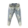 Jeans déchirés simples Jeans pour hommes faciles d'entretien Slim-fit Dr Up Men Ripped Denim Pants b3qh #