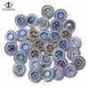 Charm Bracelets 50pcs/lot 18mm Snap Button Rhinestone Glass Charms Jewelry Multi Exotic Pattern For 20mm Snaps Bracelet KZ0966