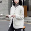 Women's Jackets Luxury High Quality Women White Tweed Jacket Coat Autumn Winter Patchwork Woolen Thick Warm Pockets Outerwear