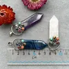 Pendant Necklaces Natural Gemstone Flat Point Healing Crystal Pointed Charm Amethyst Agate Turquoise Opal 7 Chakra Stone Jewelry