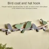 レールの壁フックかわいい鳥の形の帽子ハンガー木製の壁に取り付けられたキーラック4つのフック装飾キーホルダークリエイティブウォールフック
