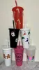Wiederverwendbare 24oz/16oz transparente Tasse, verschiedene Becher aus Kunststoff, farbwechselnde Saftbecher, wiederverwendbare Getränkekaffeetasse mit Deckel und Strohhalm