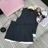 Designer Women's Two Piece Dress Early spring new MIUI reducing age girl style slim fit and slimming contrasting white edge stripes versatile short skirt