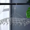 Hangers Stainless Steel Clothes Socks Drying Clip Windproof Word Hook Practical Multifunctional