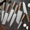 Conjunto de facas artesanais de chef, 17 peças, cabo de madeira, facas de açougueiro forjadas, faca Santoku, churrasco, acampamento, cutelo de corte