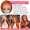 13x4 Ginger Orange Body Wave Human Hair Spets Frontal Wig HD Transparent spets frontala mänskliga hår peruker spetsar peruker för kvinnor