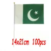 Aksesuarlar ZXZ 100pcs Pakistan El Bayrağı 14*21cm Polyester Çift Side Baskı PK Pakistan El Sallama Bayrak Plastik Bayrak Tablosu