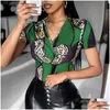 Womens T-Shirt 2024 Designer Summer T-Shirts Women Short Sleeve Tees Plus Size 3Xl Casual Printing V Neck T Shirt Y2K Leopard Tops Bk Otgni