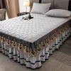 3pcs High-end Lace Soft Comfortable Breathable Solid Color Clip Cotton Bedding Bed Skirt Style Mattress Protector Set, for Bedroom, Guest Room (1* Fitted Sheet