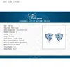 Charm Jewelry Palace Triangle 1.8ct Authentic Blue Topaz 925 Sterling Silver Stud Earrings Womens Precious Jewelry Wedding GiftsC24326