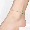 발목 독특한 청록색 구슬 Anklet 기념품 발목 팔찌 Sier Beach Foot Chain Jewelry 빠른 새로운 판매 1 드롭 배달 OTBTS