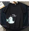 Women's T Shirts Par outfit 2024 Summer Short Sleeve T-shirt O-Neck Loose Cute Cartoon Print Graduation Class Uniform