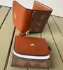 Designväska multipla bifold korta plånbok läder retro mönster handväska lyxpåse kvinnor mens bokstav blomma tryck klassiska mynt plånböcker