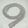 Auf Lager, 14 mm breit, Diamant-Gliederkette, vollständig vereist, VVS-Moissanit, Hip-Hop-Schmuckkette, kubanisches Armband