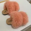 Faux Fur Slippers Children Home Flat Slides Furry Summer Shoes Soft Sole Kids Slippers for Girls Shoes Indoor Flip Flops CSH1420 240311
