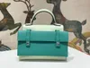 Bolsa de marca 19cm mini bolsa feminina bolsas de ombro de luxo epsom couro totalmente artesanal costura azul verde rosa creme cores preço de atacado entrega rápida