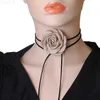 Colares Pingente Big Rose Flor Gargantilha Colar Para Mulheres Romântico Ajustável Pescoço Cadeia Festa De Casamento Charme Colar Moda Jóias Meninas GiftC24326