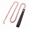 Leashes 3ft/4ft/5ft 10mm 14mm Rose Gold Tone 316L Rostfritt stål Curb Cuban Link Chain Dog Leash Pet Chain for Dogs