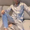 Ny elegant satin -pyjama för män sätter lg rumpa sömnkläder hane hemkläder silk natt slitage pijama stor storlek loungewear h4yw#