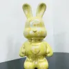Skulpturer 28 cm nordisk elektropläterad kaninstaty keramisk kanin skulptur figur pengar sparande box animal piggy bank ornament hem dekor