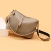 Luxe Echt Leer Dames Schouder Crossbody Tassen Hoge Kwaliteit Vrouwen Handtas Effen Kleur Koe Vrouwelijke Messenger Tote Sac 240326