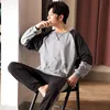 Volledige pure cott pyjama mannen lg mouw pijama set voor mannelijke L-4XL slaap kleding casual nachtjapon nachtkleding man pyjama pak z0te #