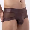 Sous-vêtements hommes U poche convexe slips pénis renflement sous-vêtements sexy transparent maille Boxer Shorts culotte respirante pour Gay