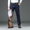 Новые зимние фланелевые толстые мужские повседневные брюки из флиса темно-синего цвета, прямые тонкие эластичные теплые плюшевые брюки мужские 237p #