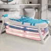 Bañeras Bañera plegable Cuerpo completo Bañera grande para adultos con tapa Bañeras portátiles Hogar para adultos Bidé de baño engrosado para niños Z