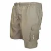 Shorts d'été pour hommes Salopette Fi Camoue Motif Couleur unie Poches à lacets Cargo Shorts Hommes Vêtements d'été pour hommes 05Tv #