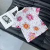 럭셔리 브랜드 패션 여성 티셔츠 2024 꽃 인쇄 짧은 슬리브 티 O- 넥 코튼 캐주얼 티셔츠 여자 여름 옷