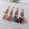 Charm Summer Fashion Jewelry Bohemian Ethnic Retro Long Hair Clip Earrings in 4 Colors Charming Bohemian Beach Holiday Stylec24326