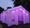 10x10x5mh (33x33x16.4ft) Anpassning Uppblåsbar bröllopshus VIP -rum kommersiellt LED Glowing Giant Marquee Party Tält med färgglada remsor