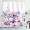 Zasłony prysznicowe Moda Lawenda Kwiat Małży Ślubny Klasyczny wzór wodoodporny z haczykowym tkaniną dekorację łazienkową