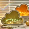 DIY Cloud Mirror Tulips Lamp LED Night Lights Handmade Girl Bedroom espejo de tulipanes Creative Po Frame Mirror Table Lamps 240318