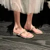 Pantofole 2024 punta aperta donna estate strass scarpe moda tutto-fiammifero cristallo Zapatos De Mujer
