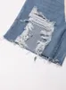 TWOTWINSTYLE Patchwork Bänder Denim Shorts Für Frauen Hohe Taille Aushöhlen Casual Streetwear Kurze Hosen Weibliche Mode 240311