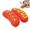 Jouets TPR à dents propres pour chien, Hot Dog, entraînement en plein air pour animaux de compagnie, jouets à couiner, saucisses grillées