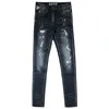 Fi Designer Hommes Jeans Rétro Noir Bleu Élastique Slim Fit Ripped Jeans Hommes Vintage Pantalon Patché Casual Denim Pantalon Hombre l4Kk #