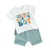 Kledingsets Baby Boy Girl Tante Outfit Zomer 2 stuks Neef Bijpassende outfits Letter Print Korte mouw T-shirt Effen shorts