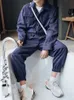 gmiixder Рабочая одежда Комбинезон Lg с рукавами Корейский повседневный цельный костюм большого размера Мужской модный молодежный однотонный спортивный костюм i03N #