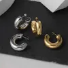 Hoop Huggie Orecchini a clip circolari di grandi dimensioni in acciaio inossidabile adatti per le donne Orecchini a forma di C placcati in oro Orecchini spessi con tubo a vite 24326