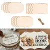 Leathercraft 12pcs Letreros en blanco sin terminar placas de bricolaje Suministros de madera beige con rodajas colgantes