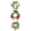 Decorative Flowers 3 Pcs Candlestick Garland Rings Flower Centerpieces For Tables Artificial Rose Christmas Pillars Plastic Leaf Wreath